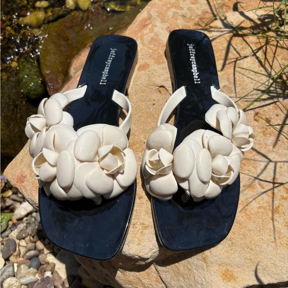 Jeffrey Campbell Shoes - *New* Jeffrey Campbell Black and Cream Jelly Floral Sandals Size 9